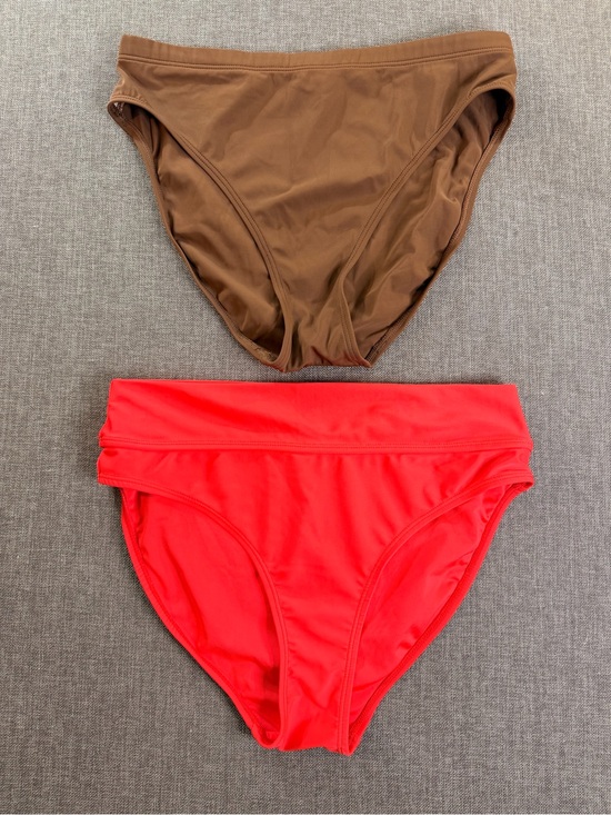 Beach Bay Other - High-Waist Bikini Bottoms — Red and Brown set of 2 High Rise
